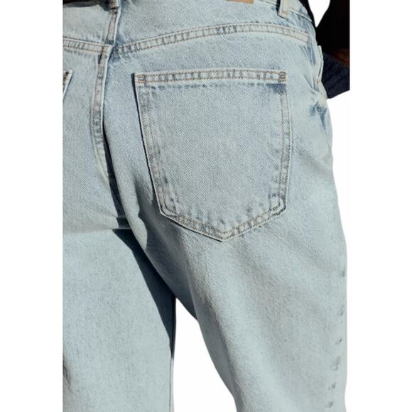 Zara Women's 4 Light Blue High Waist Straight Ankle Rigid Pocketed Cotton Jeans - Picture 6 of 10